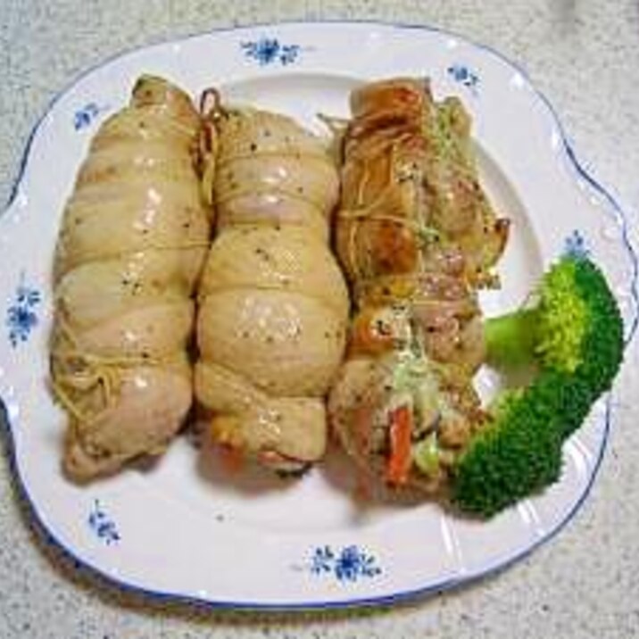 イタリア風バジルソースの野菜チキン巻